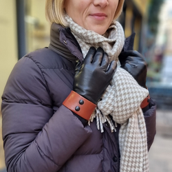 Gants femme en cuir marron et jean doublé cachemire - Florac – Atelier  Tuffery